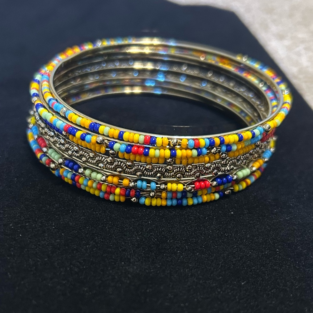 Colorful Beaded Bangle Stack Bracelet - Picture 3 of 3